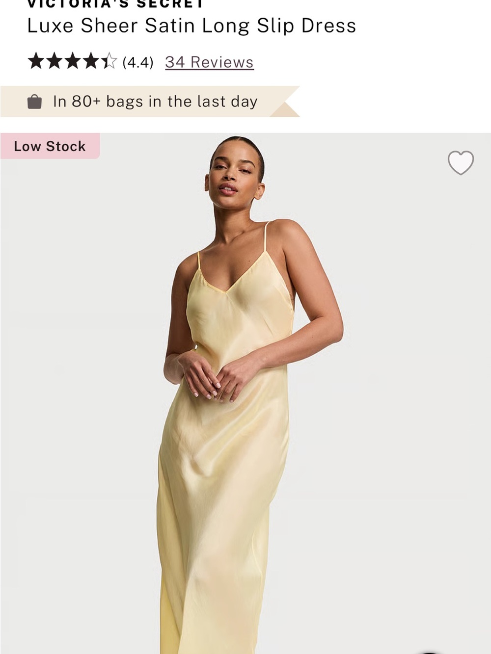 Victoria's Secret Pale Yellow Satin Long Slip Dress BNWT